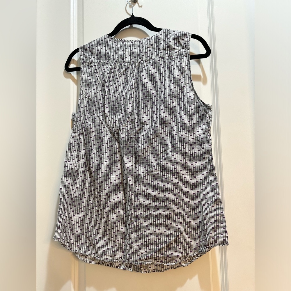 Gap Sleeveless Button Down Ruffles Top Gray/Purpl… - image 5